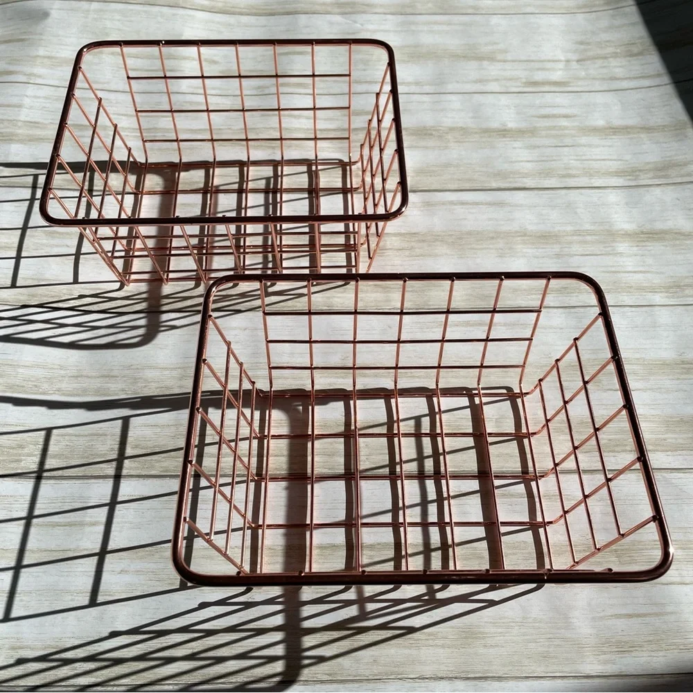 2 Rose Gold Storage Baskets - Picture 8 of 8